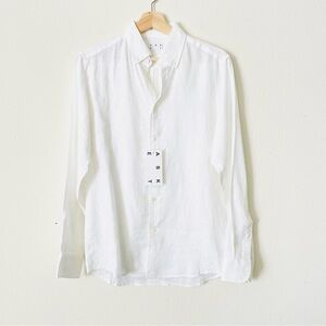NWT ASKET XS The Linen Shirt 100% linen white button down